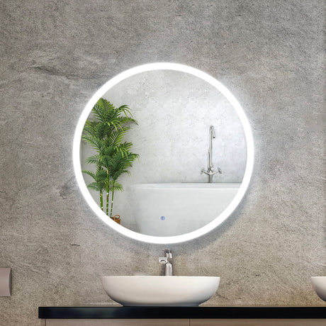 Embellir Round Bathroom Wall Mirror with LED Light 70cm - Image 02