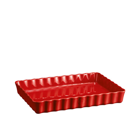 Emile Henry Deep Rectangular Tart Dish Burgundy - Image 01