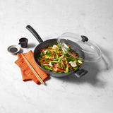 Essteele Per Benessere Ceramic Covered Wok with Helper Handle 32cm - Image 02