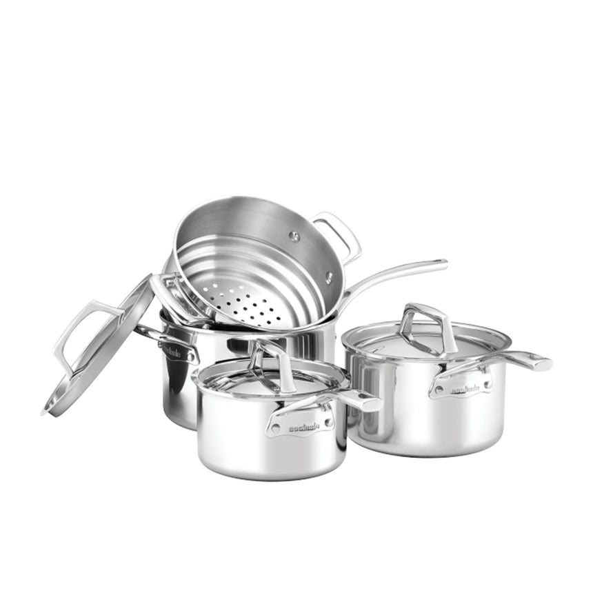 Essteele Per Sempre Saucepans and Steamer 16cm 18cm and 20cm 4 Piece Set - Image 01