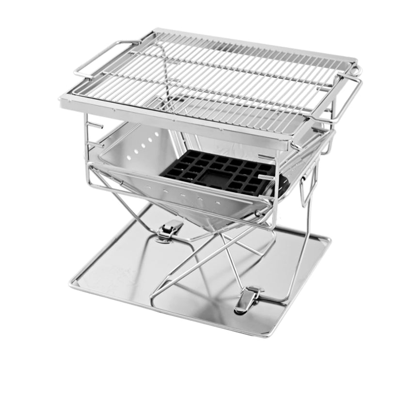 Grillz Stainless Steel Portable Fire Pit and BBQ with Carry Bag - Image 01