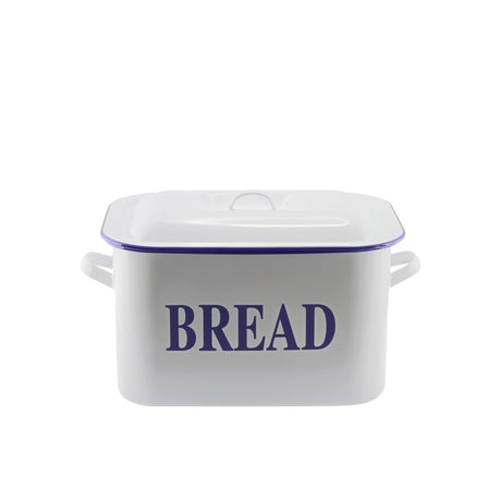 Falcon Enamel Bread Bin in White in Blue Rim - Image 01
