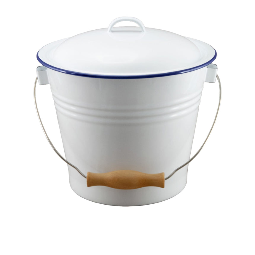 Falcon Enamelware Bucket with Lid 5L White - Image 01