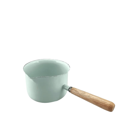 Falcon Enamel Butter Warmer with Wood Handle Duck Egg in Blue 650ml - Image 01