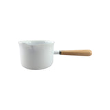 Falcon Enamel Butter Warmer with Wood Handle in White 11cm 650ml - Image 01