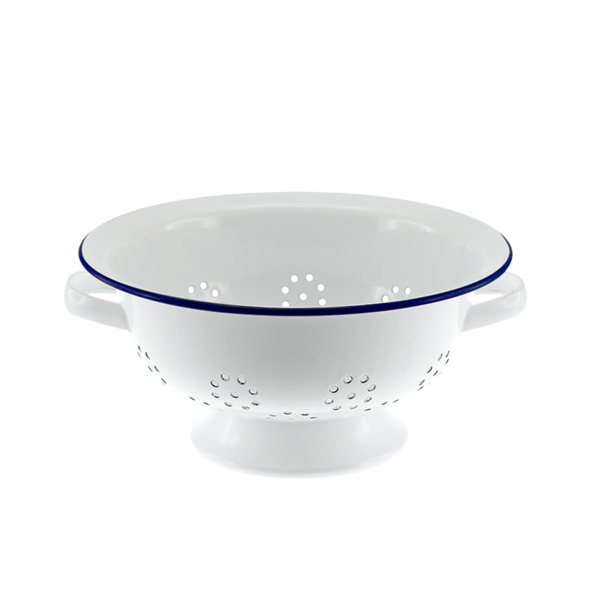 Falcon Enamel Colander White & Blue Rim 24x8cm - Image 01