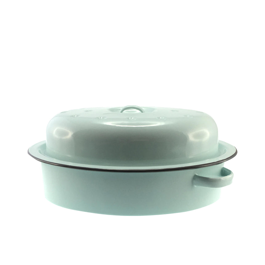 Falcon Enamelware Oval Roaster 32x23cm Duck Egg Blue - Image 01