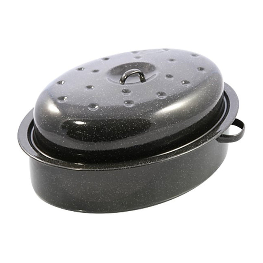 Falcon Enamelware Oval Roaster 38x28cm Black - Image 01