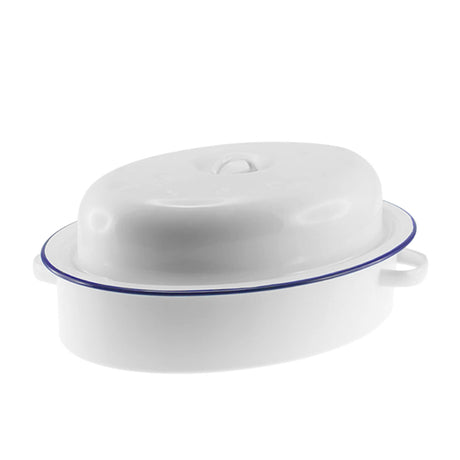 Falcon Enamelware Oval Roaster 38x28cm White - Image 01