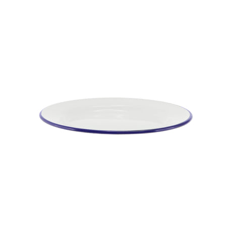 Falcon Enamel Side Plate in White with in Blue Rim 20cm - Image 01