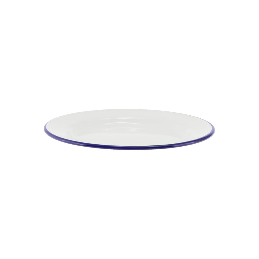 Falcon Enamel Side Plate in White with in Blue Rim 20cm - Image 01