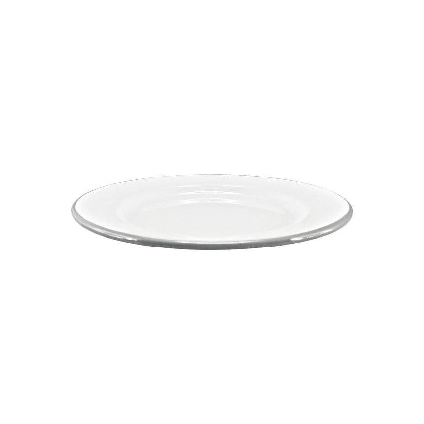 Falcon Enamel Side Plate in White with Grey Rim 20cm - Image 01