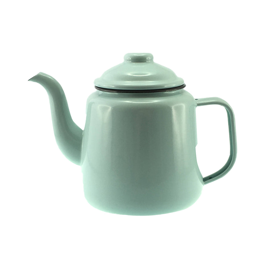 Falcon Enamel Teapot 950ml Duck Egg in Blue and Grey Rim - Image 01