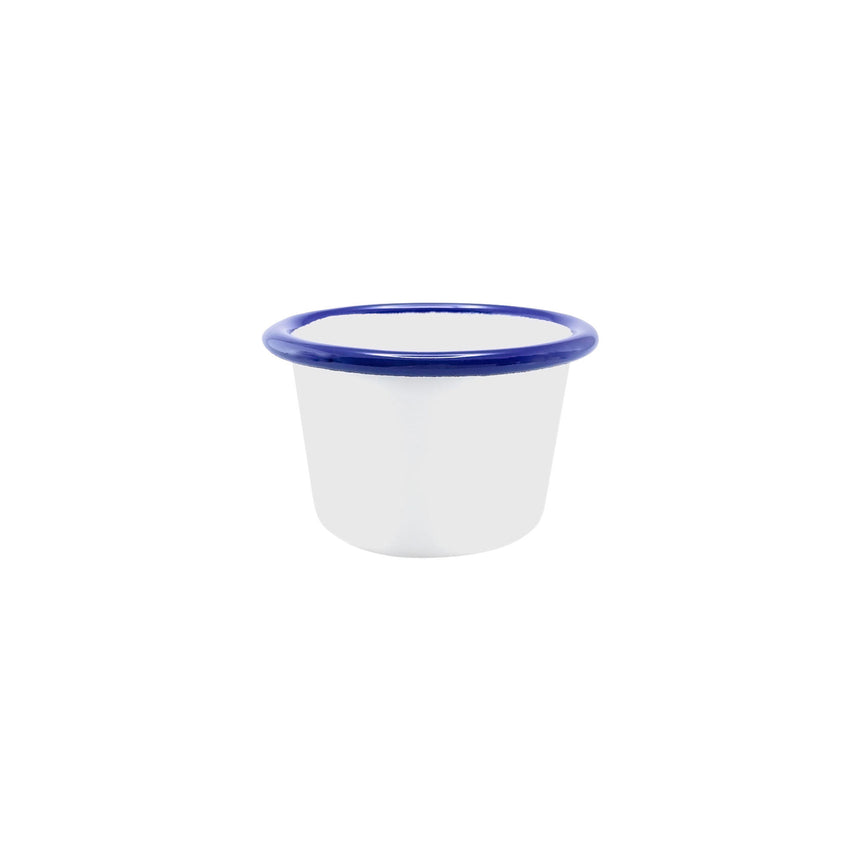 Falcon Enamelware Mini Ramekin 6cm in White with in Blue Rim - Image 01