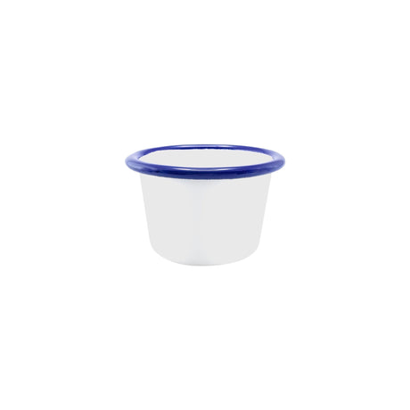 Falcon Enamelware Mini Ramekin 6cm in White with in Blue Rim - Image 01