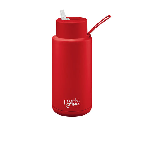 Frank Green Limited Edition Reusable Bottle with Straw 1 Litre (34oz) Atomic in Red - Image 01