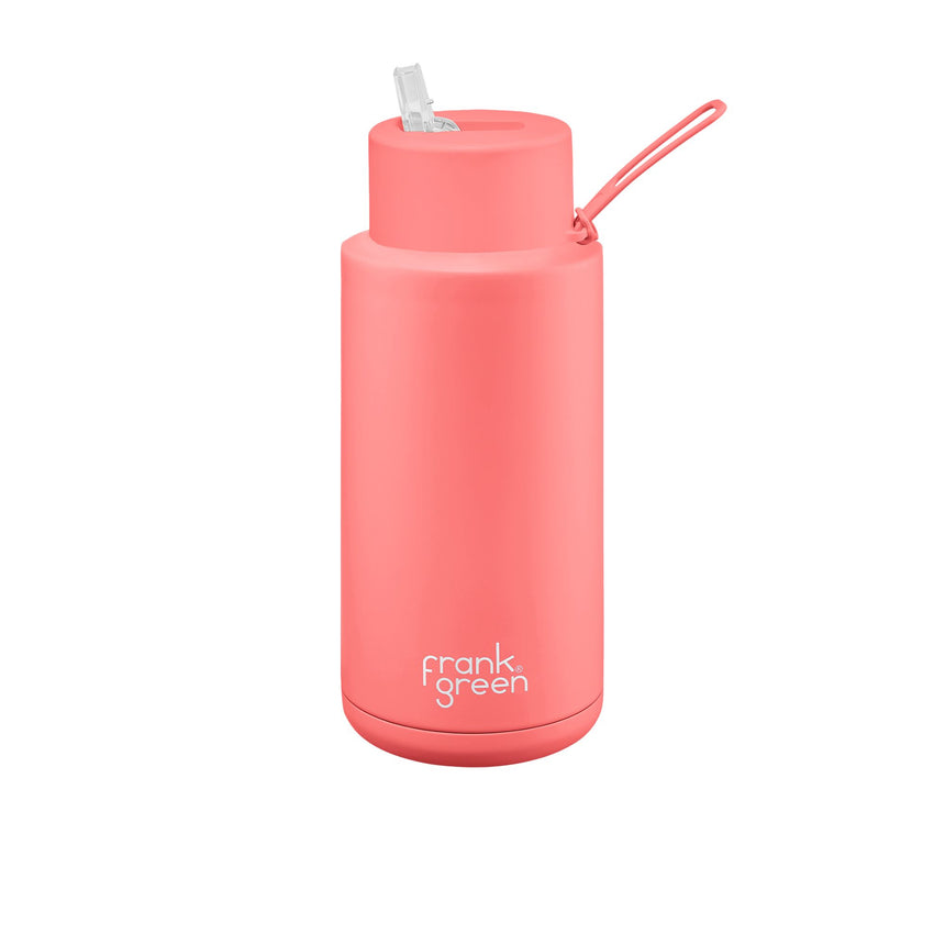 Frank Green Limited Edition Reusable Bottle with Straw 1 Litre (34oz) Sweet Peach - Image 01