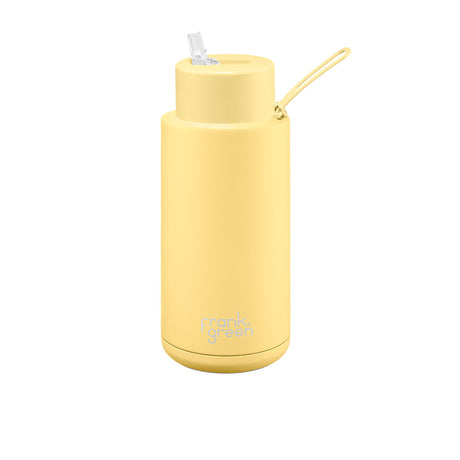 Frank Green Ultimate Ceramic Reusable Bottle with Straw 1 Litre (34oz) Buttermilk - Image 01