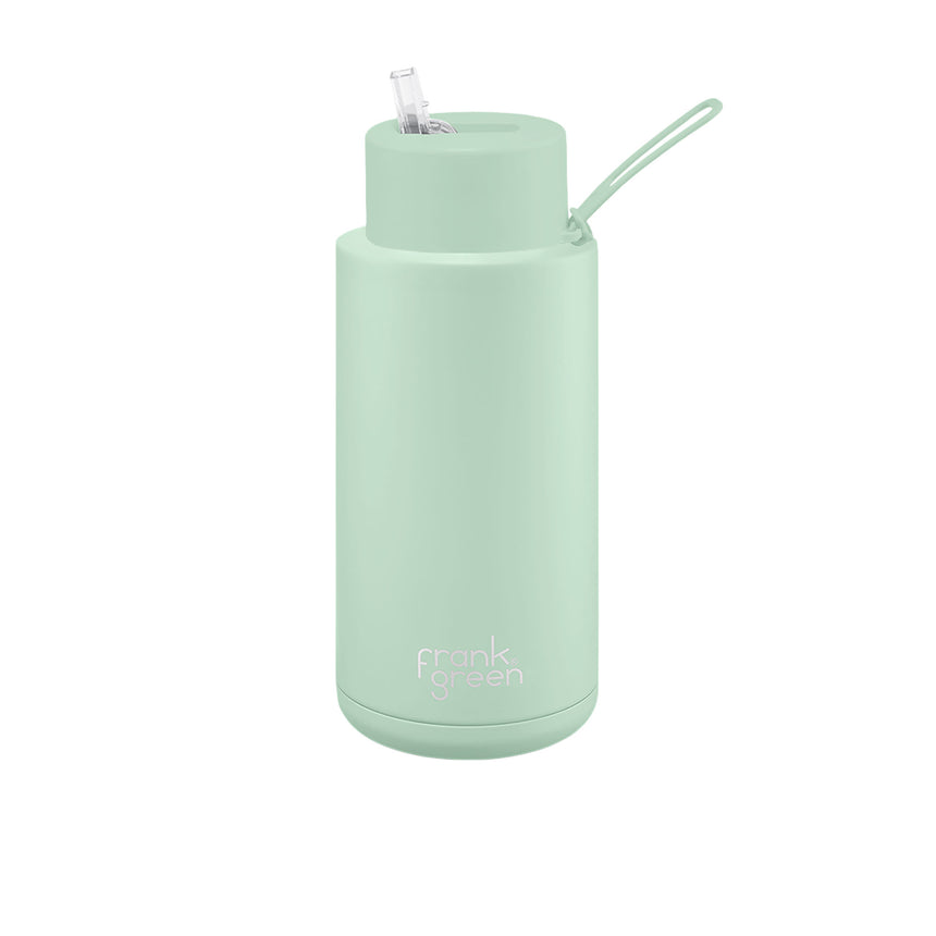 Frank Green Ultimate Ceramic Reusable Bottle with Straw 1 Litre (34oz) Mint Gelato - Image 01