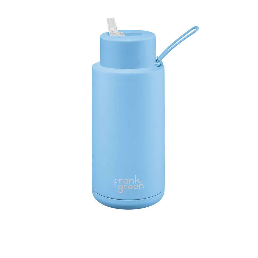 Frank Green Ultimate Ceramic Reusable Bottle with Straw 1 Litre (34oz) Sky in Blue - Image 01