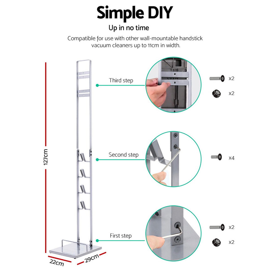 Artiss Freestanding Stick Vacuum Holder Silver - Image 03