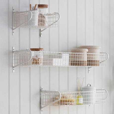 Garden Trading Wirework Basket Shelf Medium White - Image 02