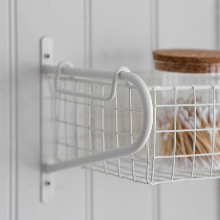 Garden Trading Wirework Basket Shelf Medium White - Image 03