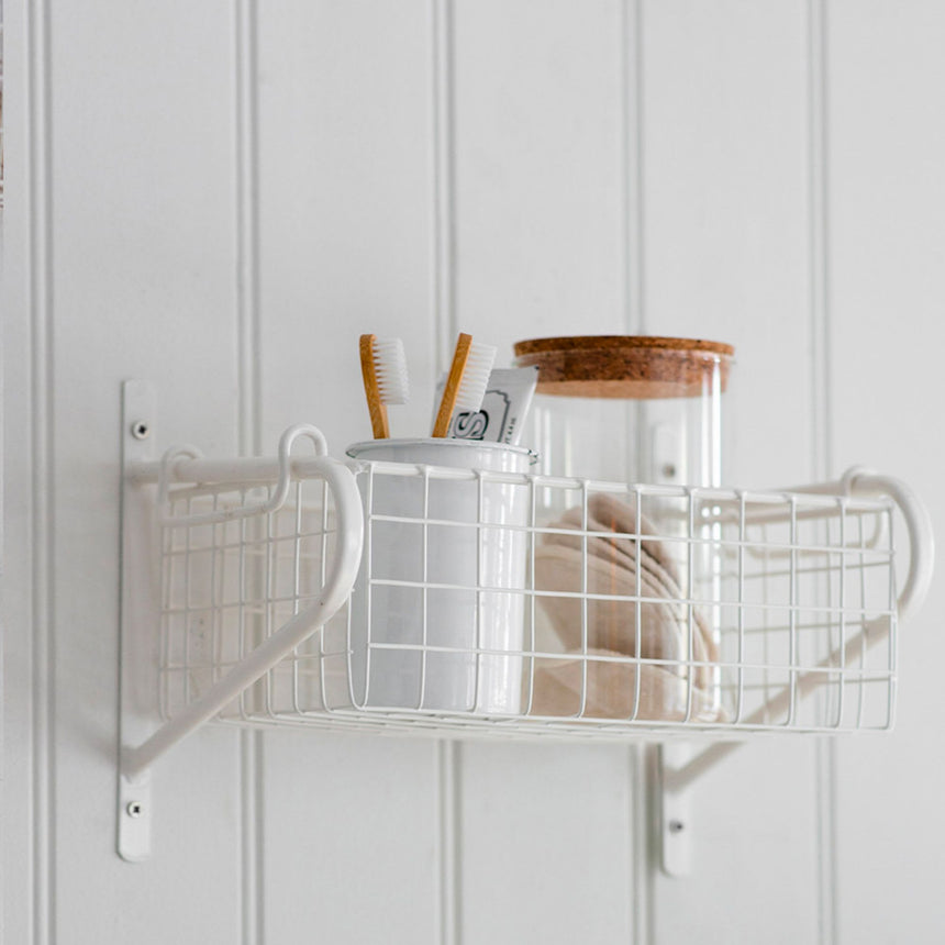 Garden Trading Wirework Basket Shelf Small White - Image 04