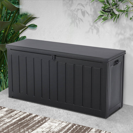 Gardeon Outdoor Storage Box 240L Black - Image 02