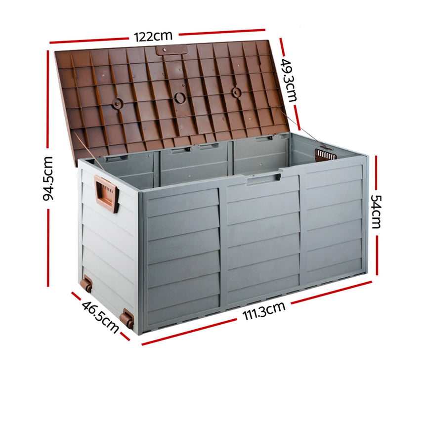 Gardeon Outdoor Storage Box 290L Brown - Image 04