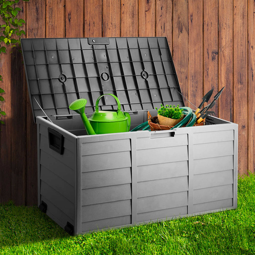 Gardeon Outdoor Storage Box 290L Black - Image 03