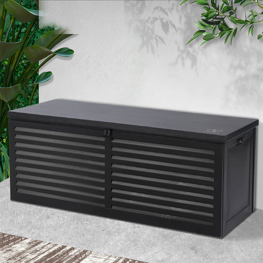 Gardeon Outdoor Storage Box 390L Black - Image 02