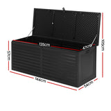 Gardeon Outdoor Storage Box 390L Black - Image 04