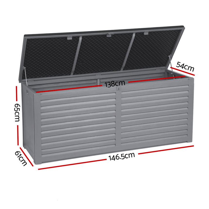 Gardeon Outdoor Storage Box 490L Dark Grey - Image 04