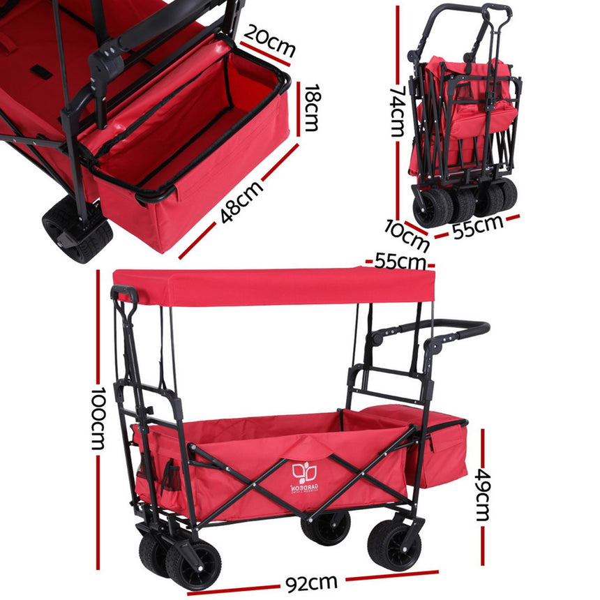 Gardeon Garden Cart with Removable Canopy - Image 06