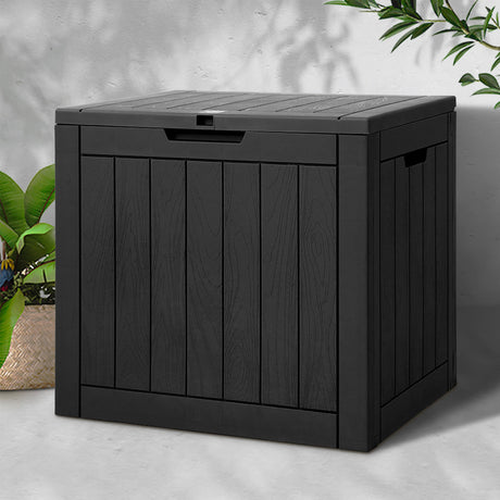 Gardeon Outdoor Storage Box 118L Black - Image 02