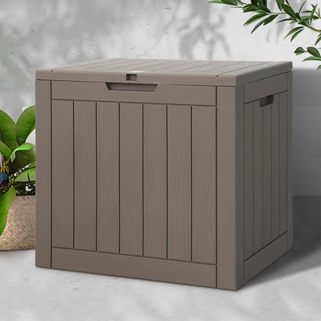 Gardeon Outdoor Storage Box 118L Grey - Image 02