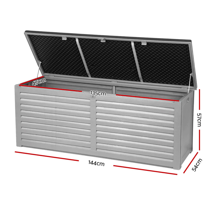 Gardeon Outdoor Storage Box 390L Dark Grey - Image 04