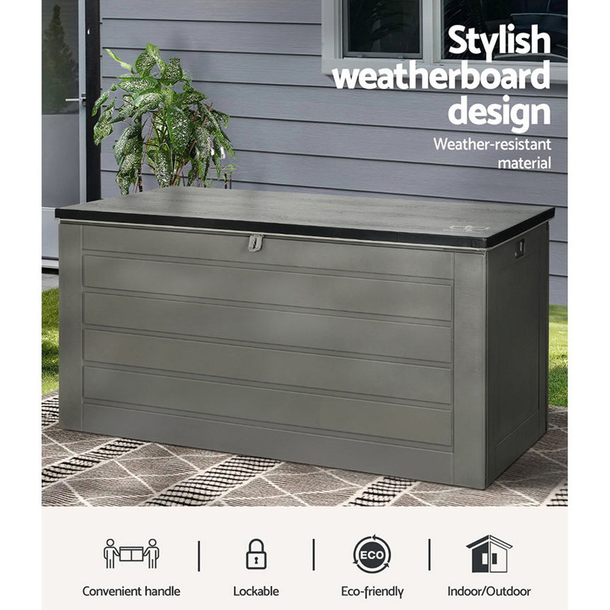 Gardeon Outdoor Storage Box 680L Grey - Image 03