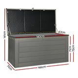 Gardeon Outdoor Storage Box 680L Grey - Image 04