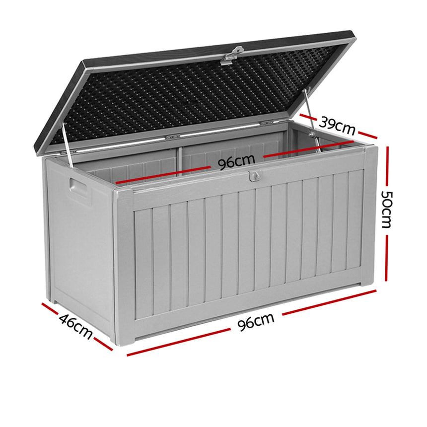 Gardeon Outdoor Storage Box 190L Dark Grey - Image 05