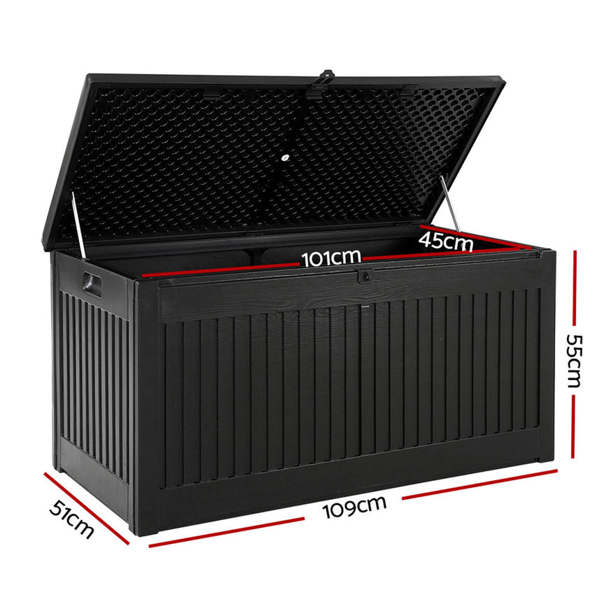 Gardeon Outdoor Storage Box 270L Black - Image 03