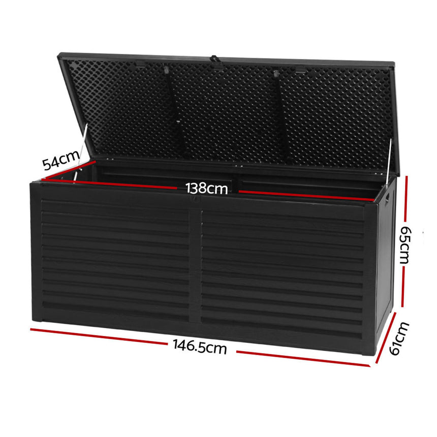 Gardeon Outdoor Storage Box 490L Black - Image 03