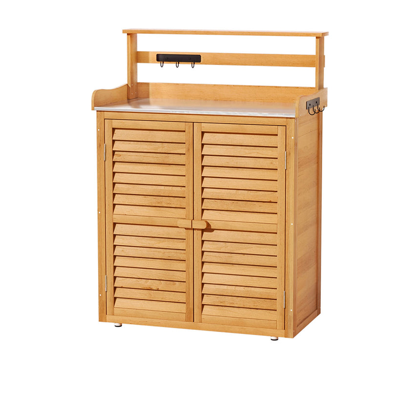 Gardeon Outdoor Storage Cabinet 87cm Natural - Image 01