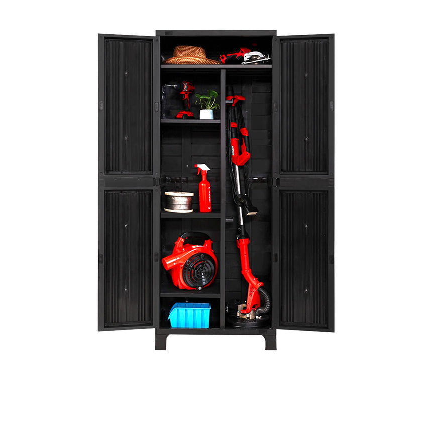 Gardeon Outdoor Storage Cabinet 173cm Black - Image 01