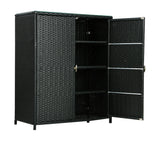 Gardeon Outdoor Storage Cabinet Wicker Shelf Chest 84cm - Image 01