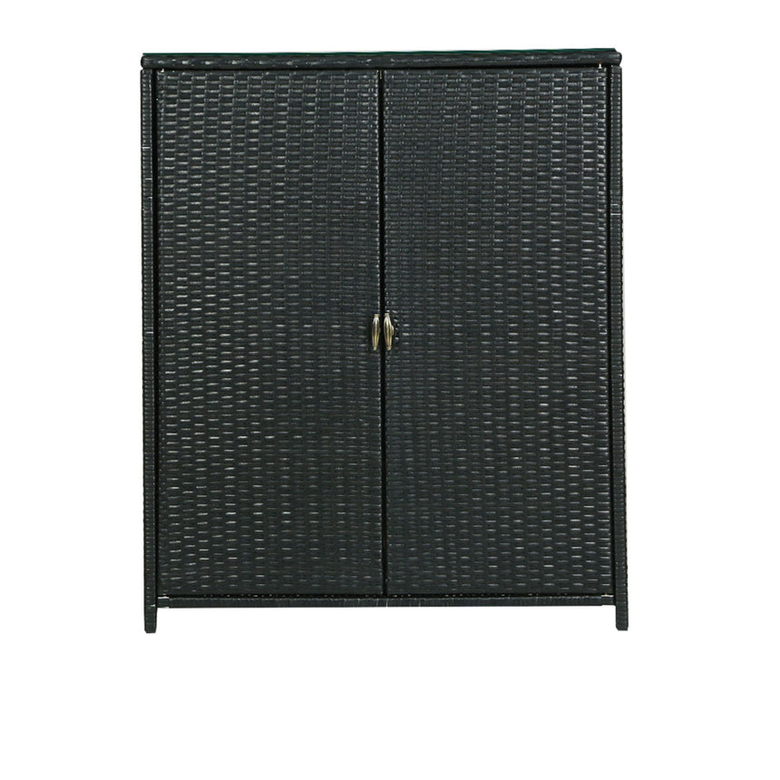 Gardeon Outdoor Storage Cabinet Wicker Shelf Chest 84cm - Image 04