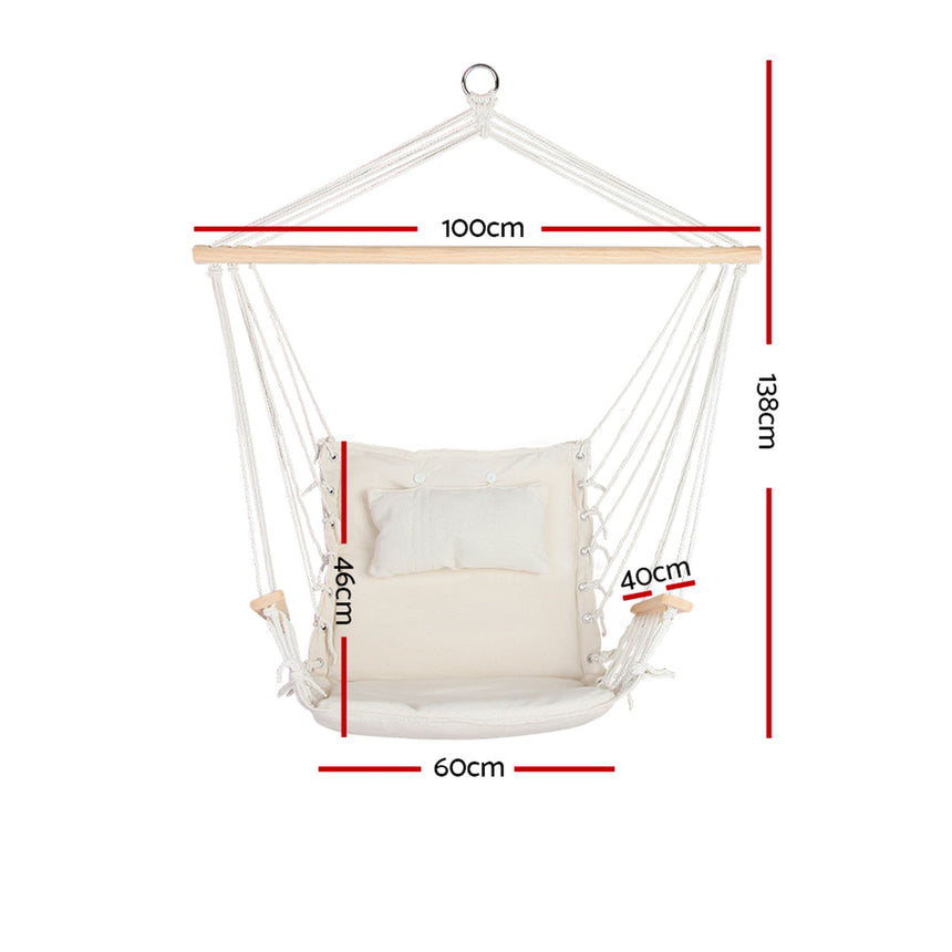 Gardeon Swing Chair Hammock Cream - Image 03