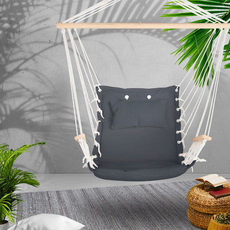 Gardeon Swing Chair Hammock Grey - Image 02