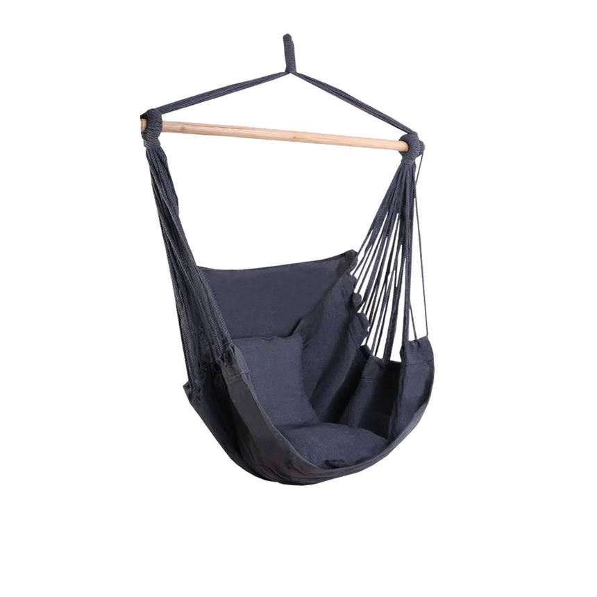 Gardeon Swing Chair Hammock with 2 Cushions Grey - Image 01